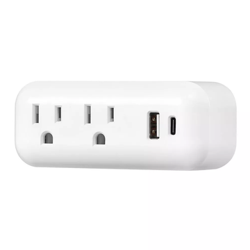 Wall Tap Power Adapter With 2 Outlets USB‑A And USB‑C Ports